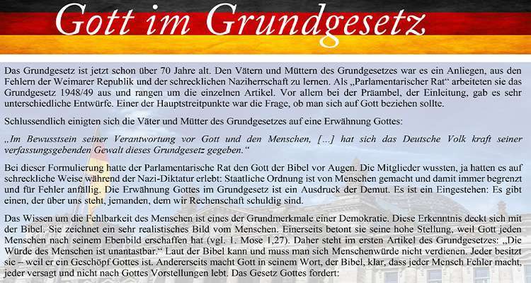23.5.1949 Gott im Grundgesetz.
