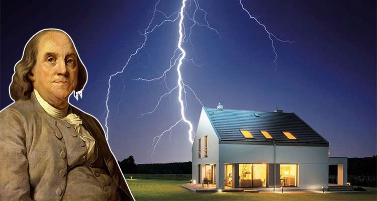 15.6.1752: Benjamin Franklin hat den Blitzableiter erfunden.